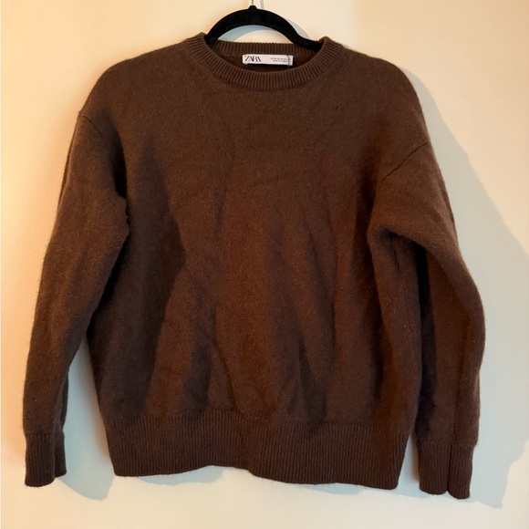 Zara Sweaters - Zara Women’s Chocolate Crewneck 100% Cashmere Sweater